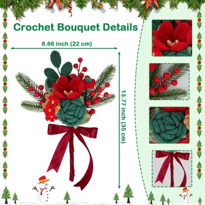 Handmade Crochet Flowers Christmas Crochet Flower Bouquet Completed Knitted Flower Bouquet Christmas Gift