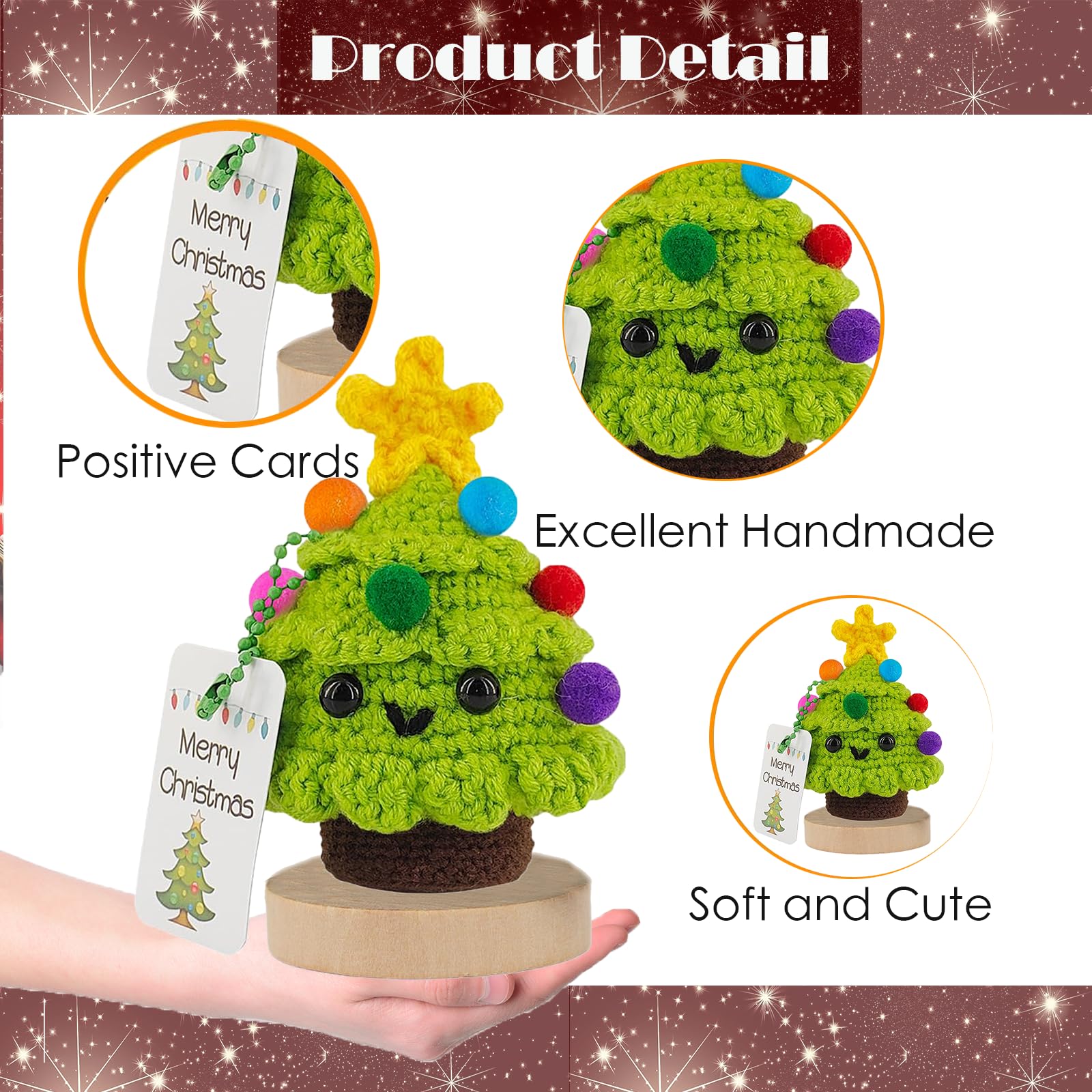 Handmade Crochet Christmas Tree Positive Christmas Decorations Gifts Inspirational Motivational Doll 