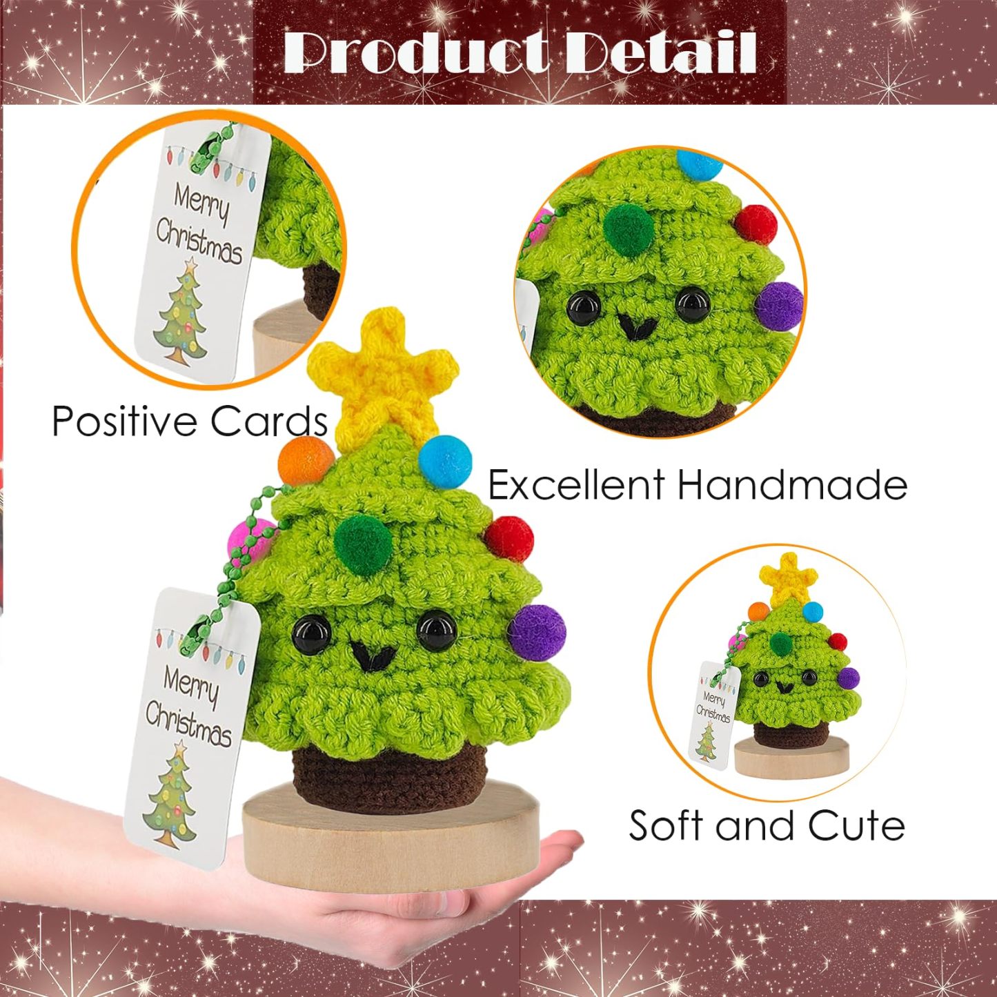 Handmade Crochet Christmas Tree Positive Christmas Decorations Gifts Inspirational Motivational Doll 