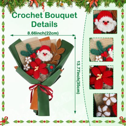Handmade Crochet Flower Bouquet Christmas Santa Claus Santa Berry Knitting Flowers 