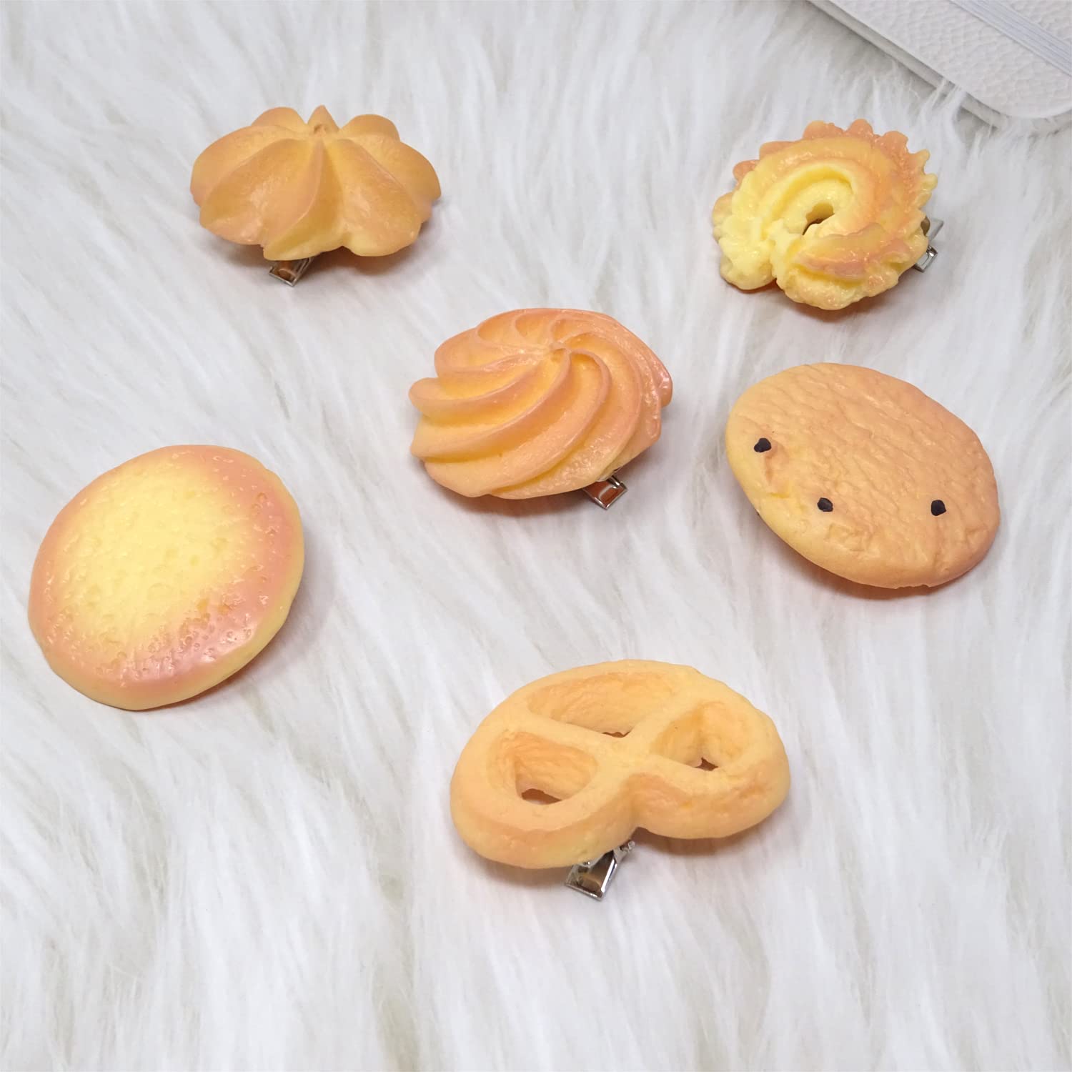 6 Pack Novelty Realistic Food Hair Clips, Weird & Funny Simulated Biscuit Hair Clips 