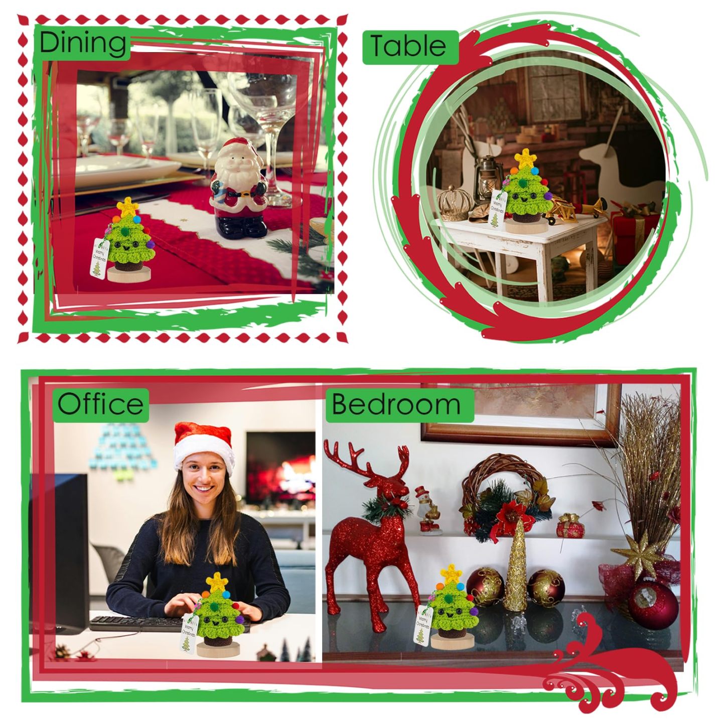 Handmade Crochet Christmas Tree Positive Christmas Decorations Gifts Inspirational Motivational Doll 