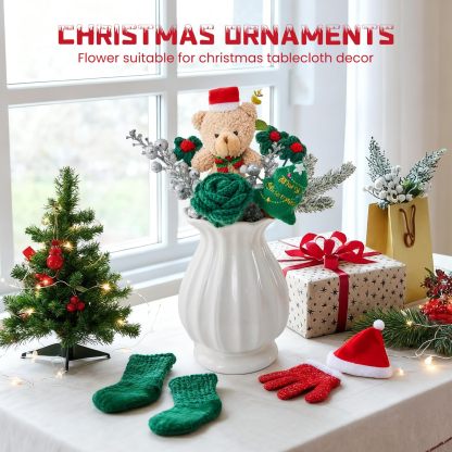 Handmade Crochet Flowers Bouquet Christmas Decorations