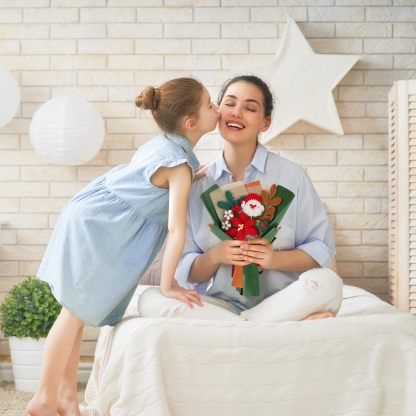 Handmade Crochet Flower Bouquet Christmas Santa Claus Santa Berry Knitting Flowers 