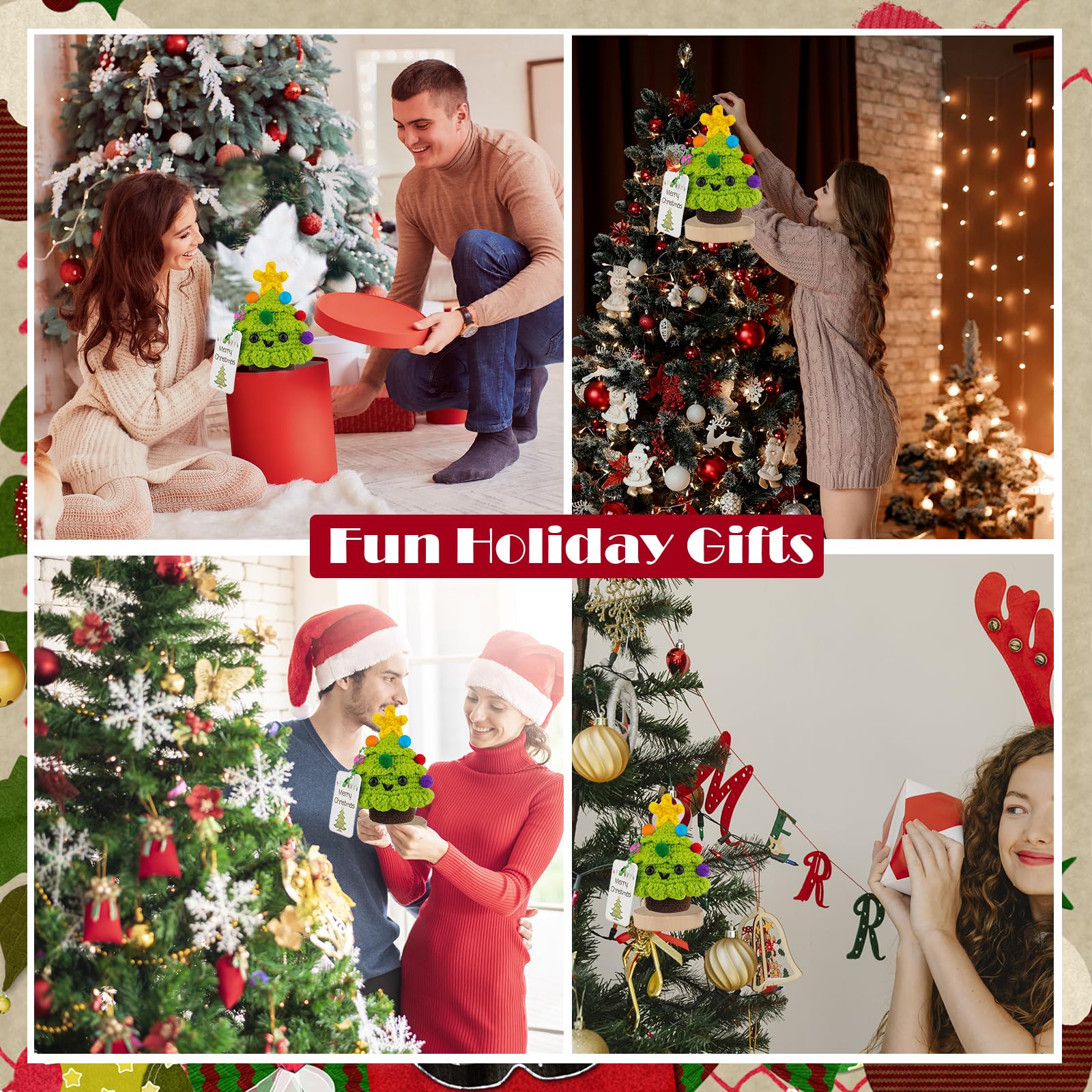 Handmade Crochet Christmas Tree Positive Christmas Decorations Gifts Inspirational Motivational Doll 