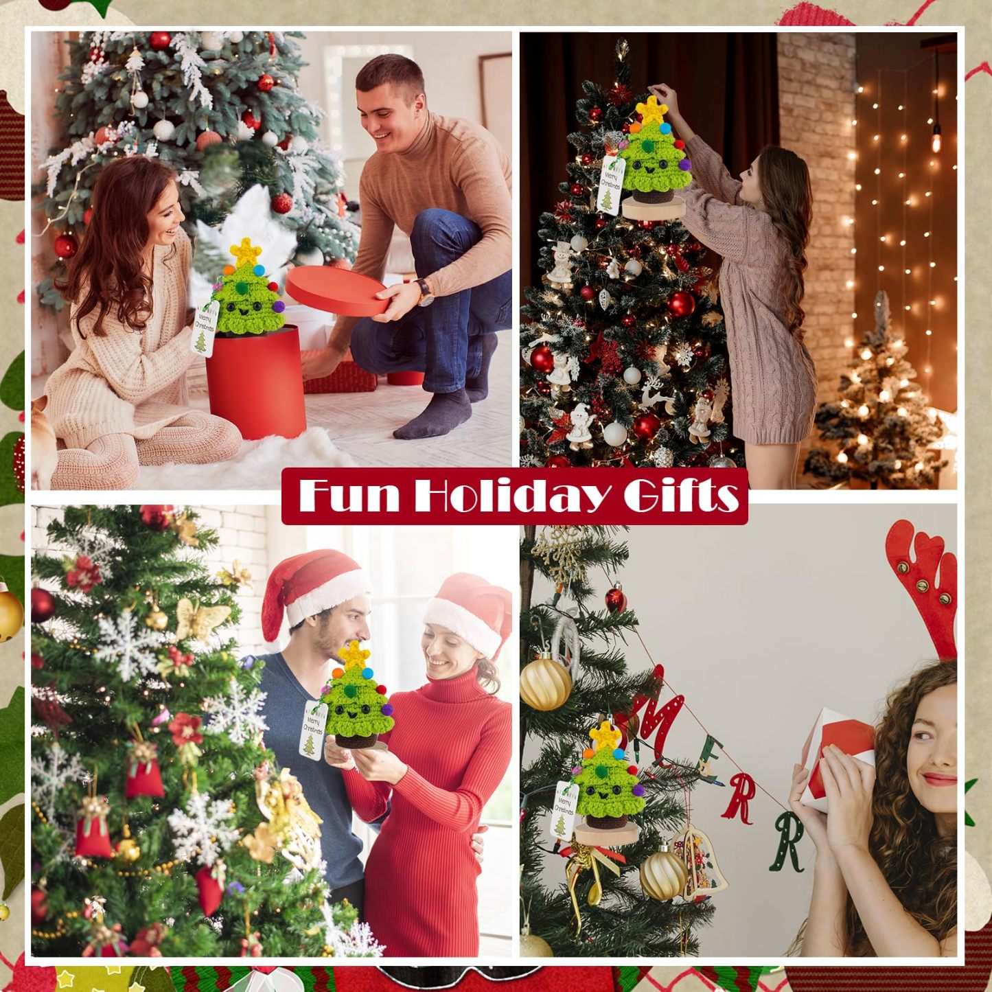 Handmade Crochet Christmas Tree Positive Christmas Decorations Gifts Inspirational Motivational Doll 