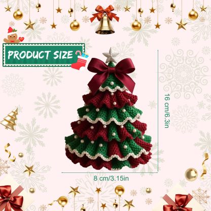 Handmade Crochet Christmas Tree Bow Decoration Knitted Doll Holiday Gift