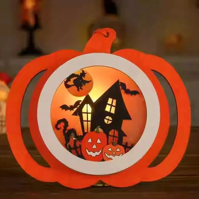 Handmade DIY Halloween Gift Pumpkin Lantern Decorations Children's Portable Luminous Lanterns Kits 3pcs