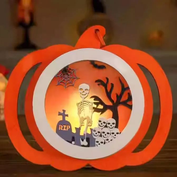 Handmade DIY Halloween Gift Pumpkin Lantern Decorations Children's Portable Luminous Lanterns Kits 3pcs