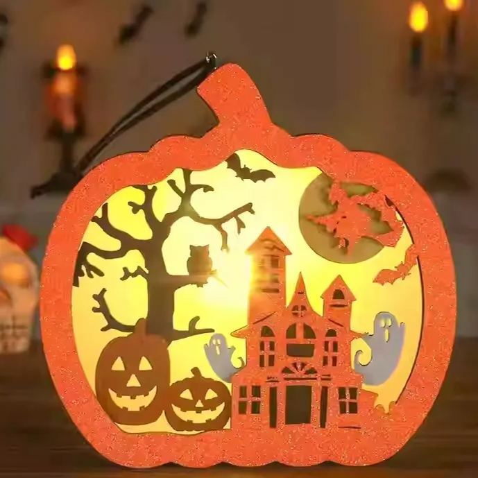Handmade DIY Halloween Gift Pumpkin Lantern Decorations Children's Portable Luminous Lanterns Kits 3pcs