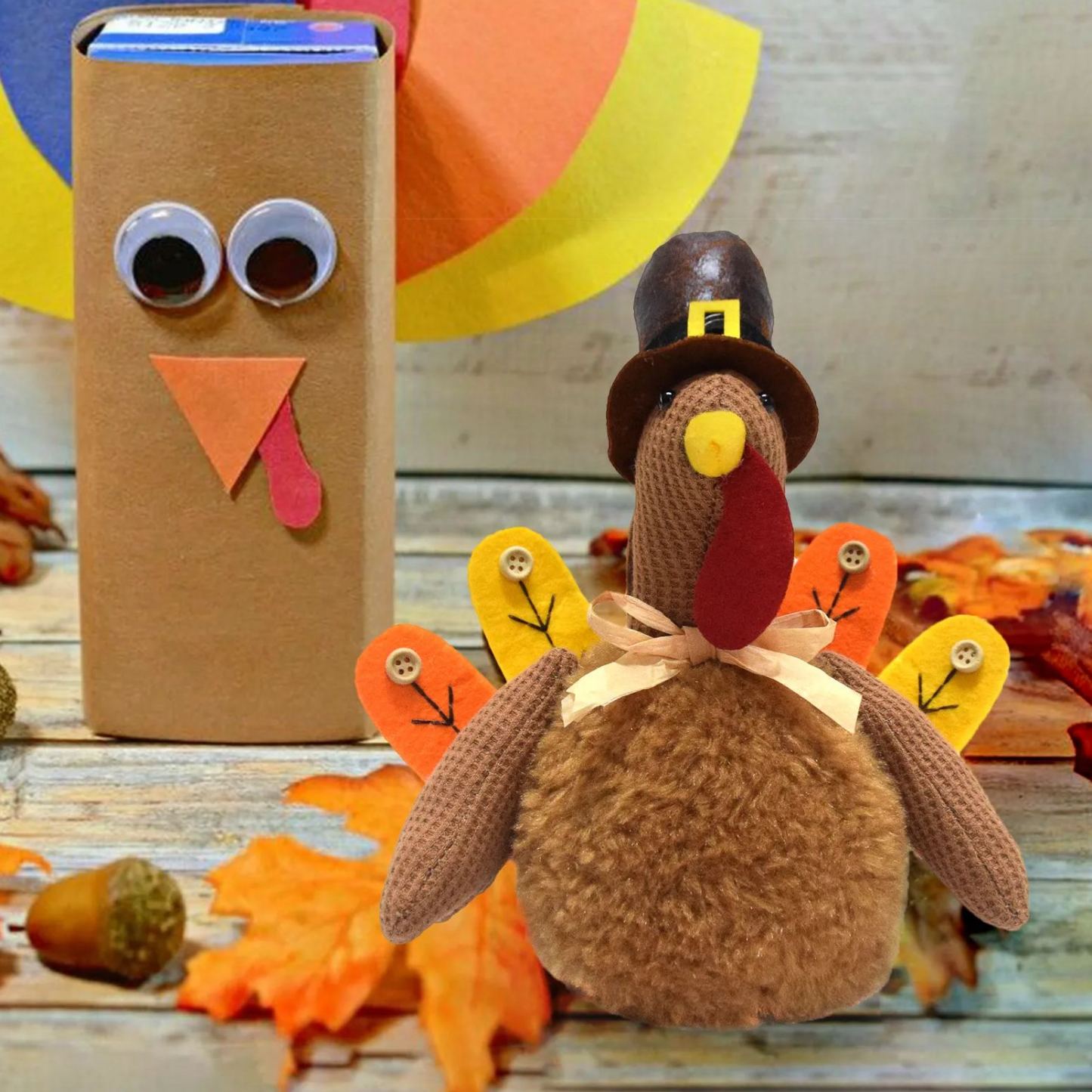 Turkey Stuffed Animal Doll Autumn Harvest House and Room Table Decor 