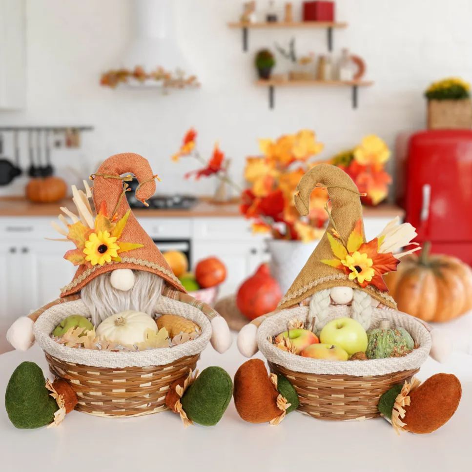 Handwoven Harvest Festival Candy Basket Couple 2 Pack 