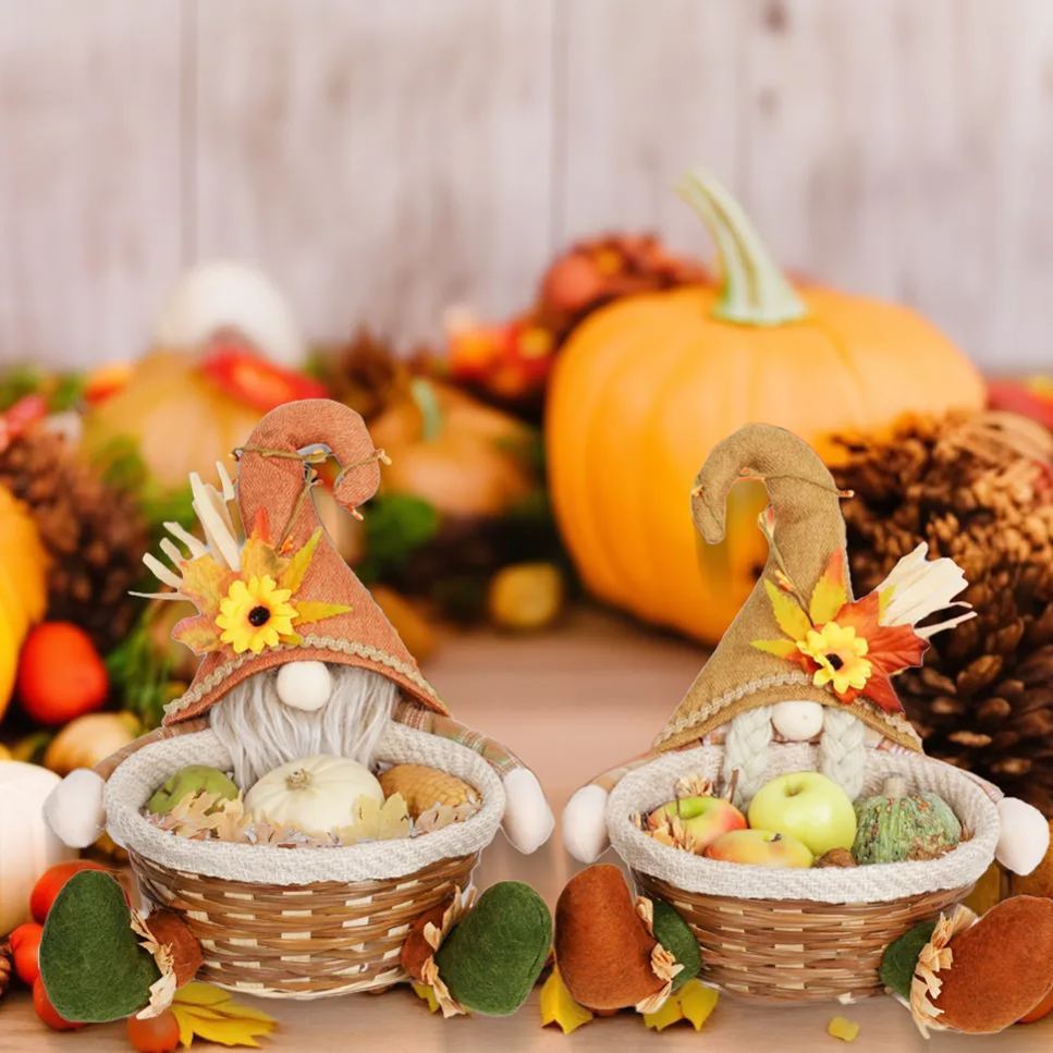 Handwoven Harvest Festival Candy Basket Couple 2 Pack 