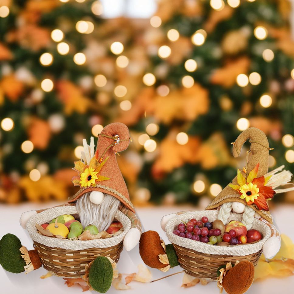 Handwoven Harvest Festival Candy Basket Couple 2 Pack 