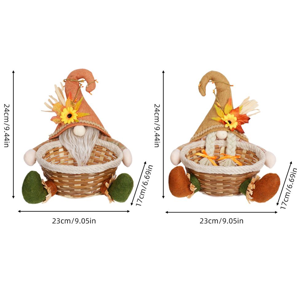 Handwoven Harvest Festival Candy Basket Couple 2 Pack 
