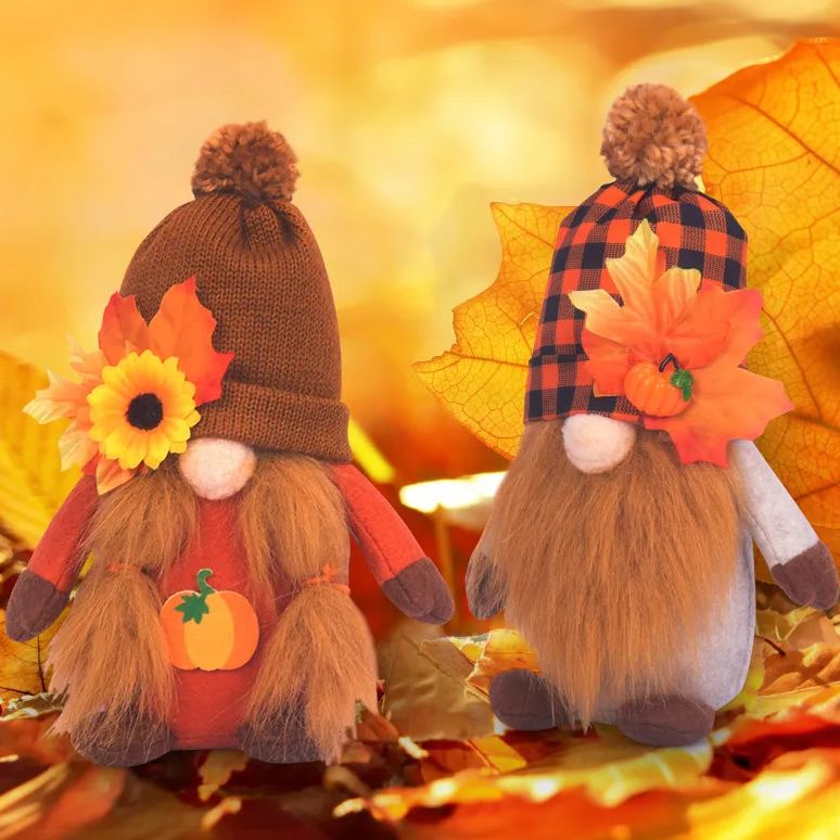 Thanksgiving Decorations Home Decor Plush Toy Dwarf Doll Faceless Soft Toy Couple 2 Pack 