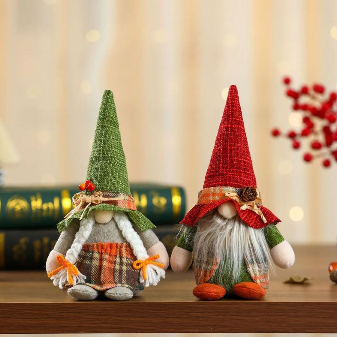 Plush Hat Standing Rudolph Faceless Doll Ornaments Gift-2pcs