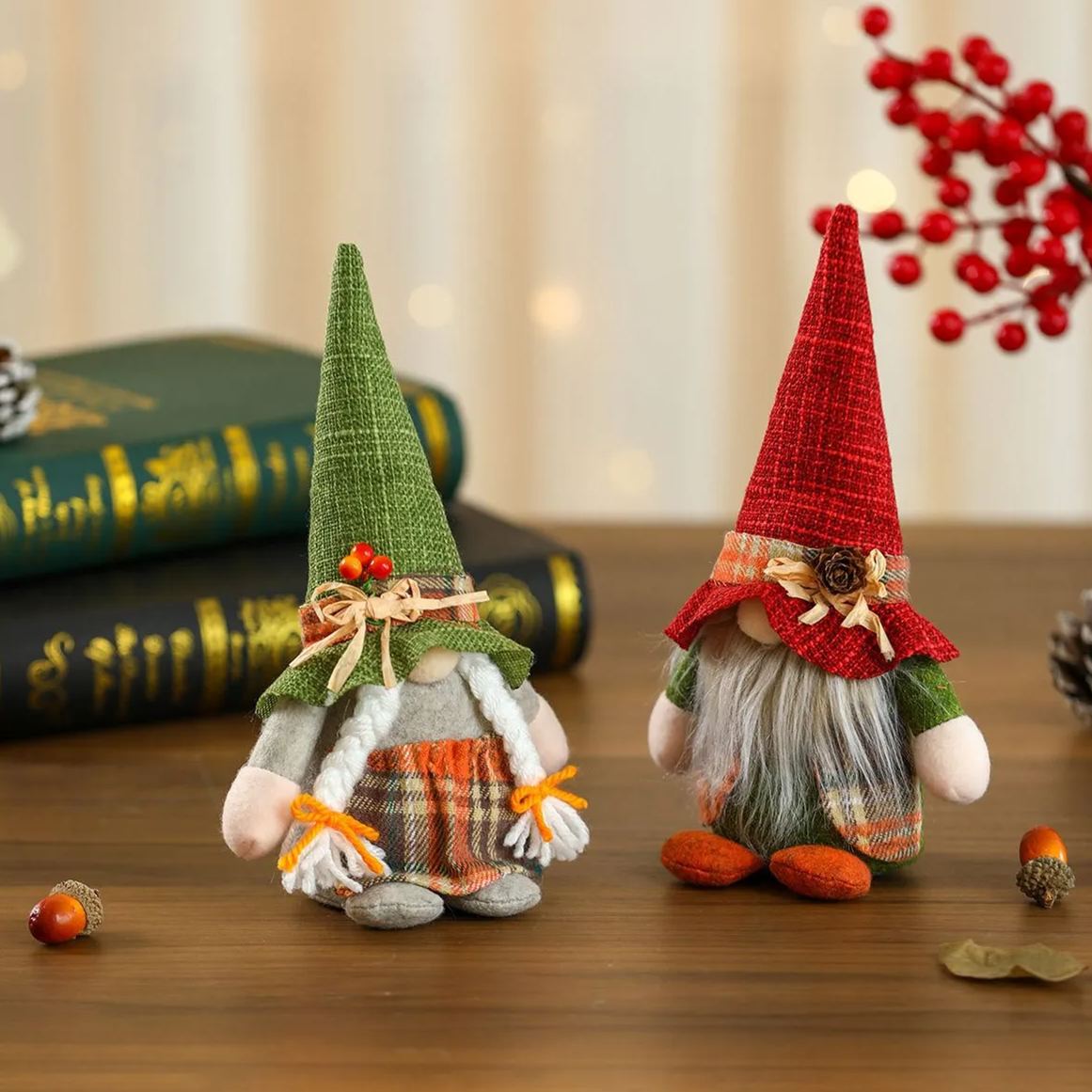 Plush Hat Standing Rudolph Faceless Doll Ornaments Gift-2pcs