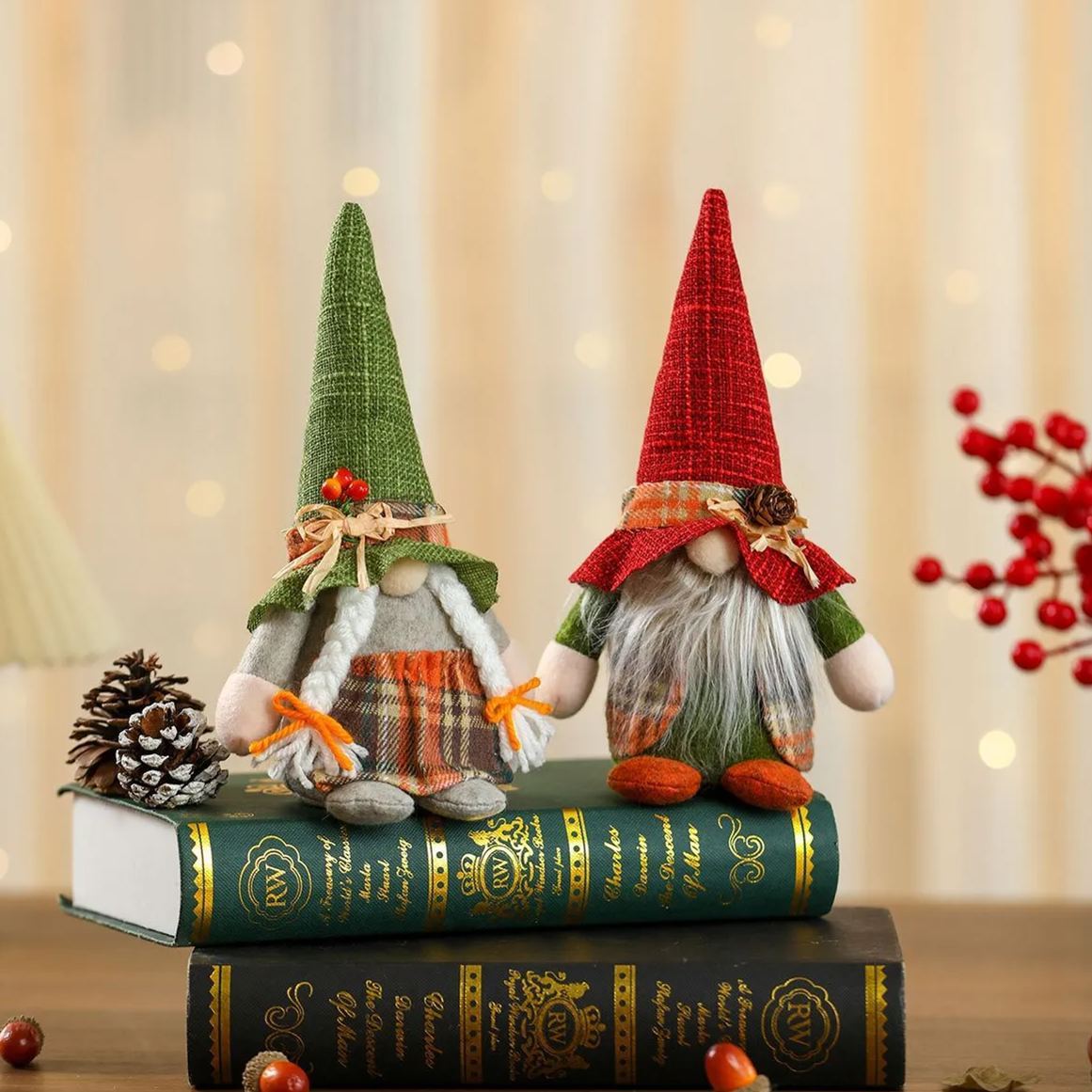 Plush Hat Standing Rudolph Faceless Doll Ornaments Gift-2pcs