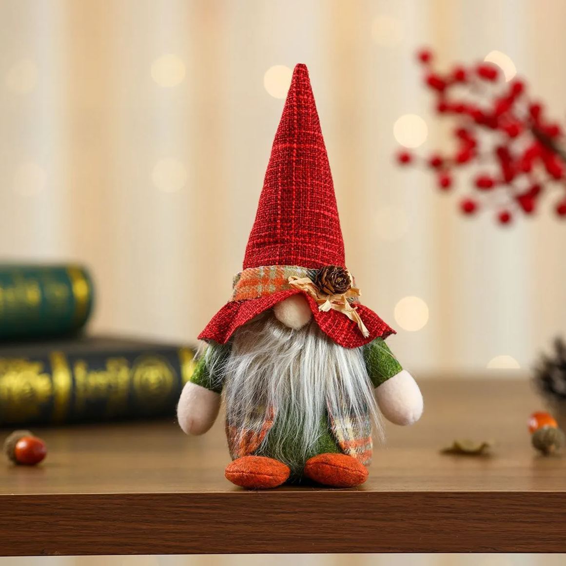 Plush Hat Standing Rudolph Faceless Doll Ornaments Gift-Red