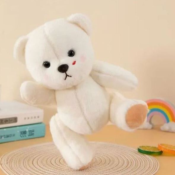 Jointed Bear Doll (with Blush Lips) 30cm Lina Bear Jointed Plush Doll Dressed with Outfits for Creative Posing Cute Jointed Stuffed Animal Toy Gift for Girls