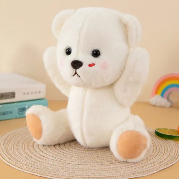 Jointed Bear Doll (with Blush Lips) 30cm Lina Bear Jointed Plush Doll Dressed with Outfits for Creative Posing Cute Jointed Stuffed Animal Toy Gift for Girls