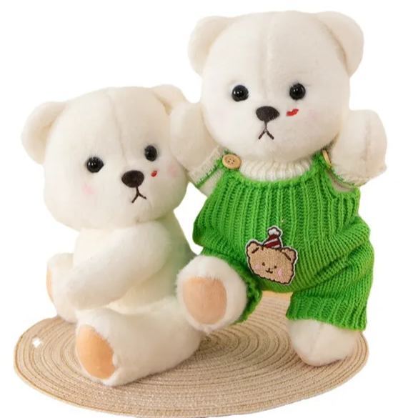 Two Jointed Bear Doll (with Blush Lips) 30cm Lina Bear Jointed Plush Doll Dressed with Outfits for Creative Posing Cute Jointed Stuffed Animal Toy Gift for Girls