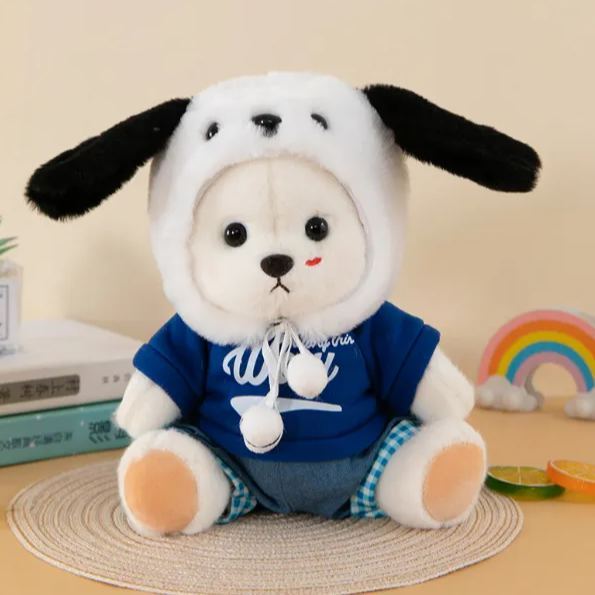 Cola Dog Set with Glasses（Clothing Sets Only） 30cm Lina Bear Jointed Plush Doll Dressed with Outfits for Creative Posing Cute Jointed Stuffed Animal Toy Gift for Girls