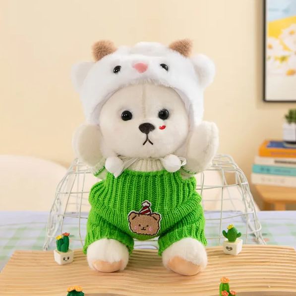 Cow Cow Set（Clothing Sets Only） 30cm Lina Bear Jointed Plush Doll Dressed with Outfits for Creative Posing Cute Jointed Stuffed Animal Toy Gift for Girls