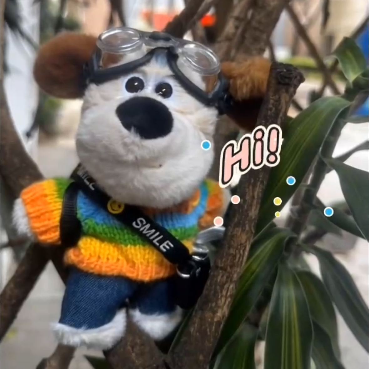 Camera puppy rainbow clothes pendant backpack keychain doll original cute press camera flashable