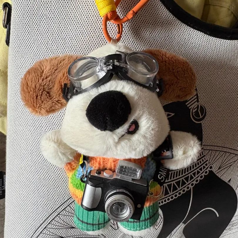 Camera puppy rainbow clothes pendant backpack keychain doll original cute press camera flashable
