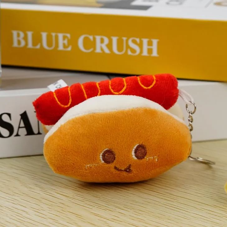 Fast food series plush pendant hamburger hot dog chicken leg doll boutique doll keychain accessories