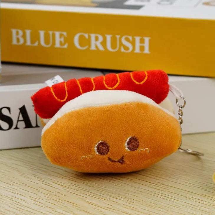 Fast food series plush pendant hamburger hot dog chicken leg doll boutique doll keychain accessories
