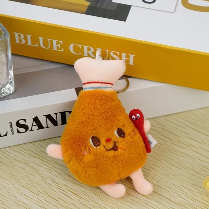 Fast food series plush pendant hamburger hot dog chicken leg doll boutique doll keychain accessories
