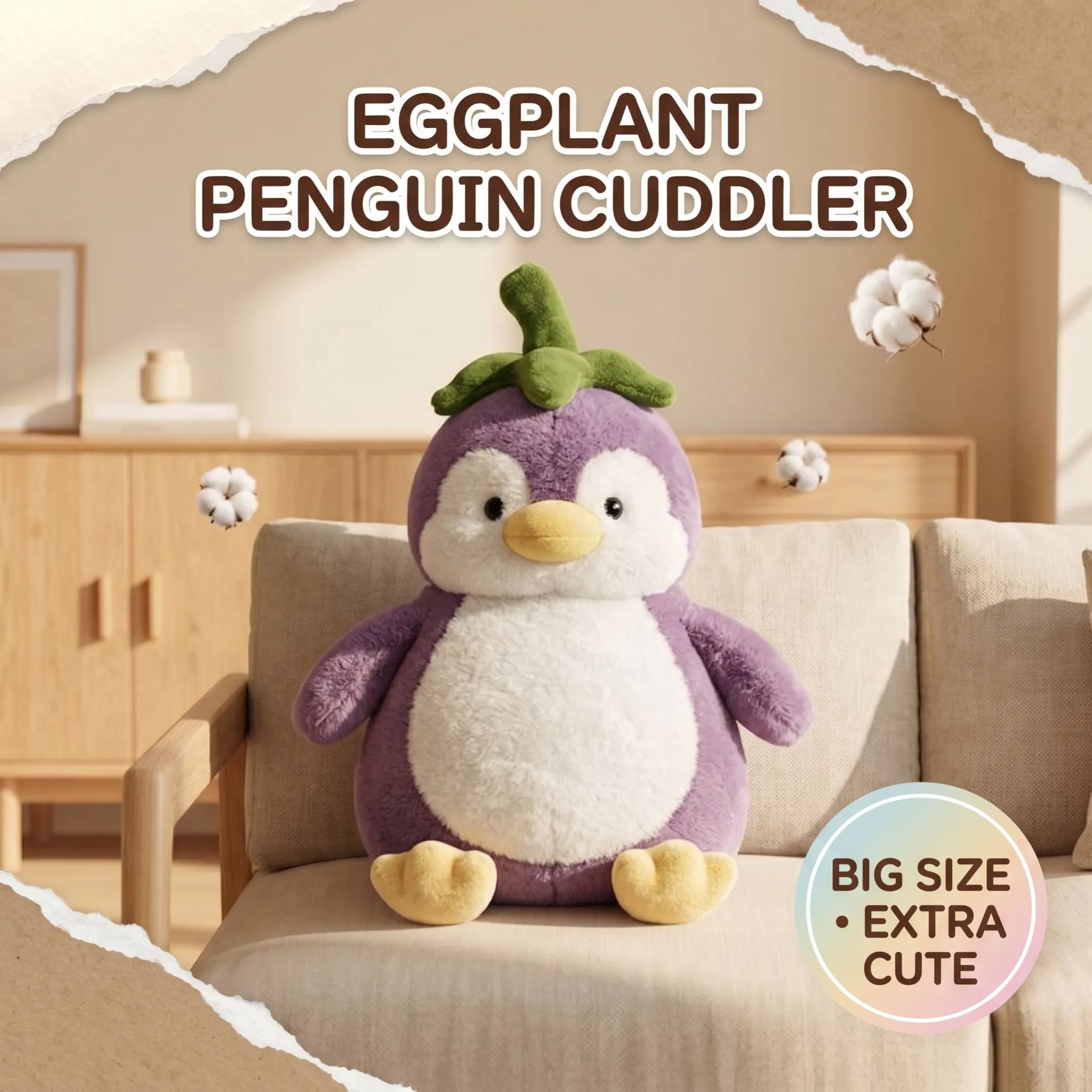 Ultra Soft Eggplant Penguin Plush Mothers Day Gift