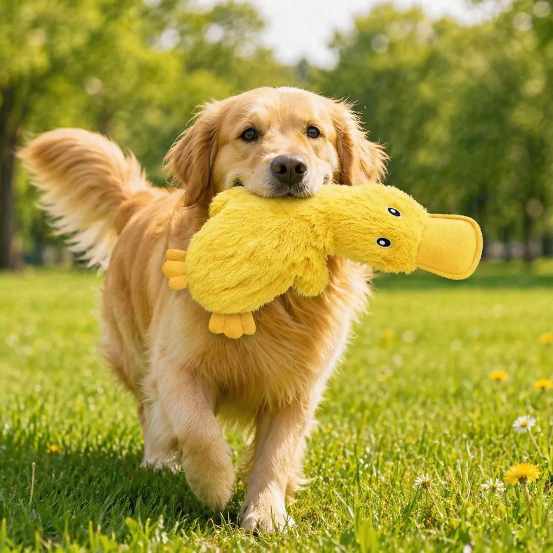 Squeaky Plush Duck Dog Toy for Boredom Relief