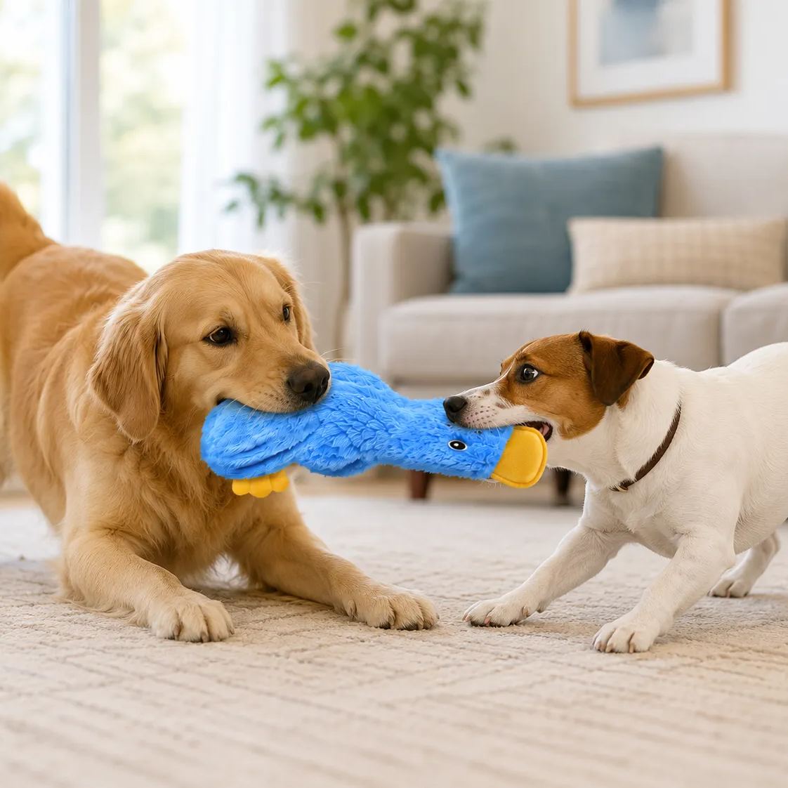 Squeaky Plush Duck Dog Toy for Boredom Relief