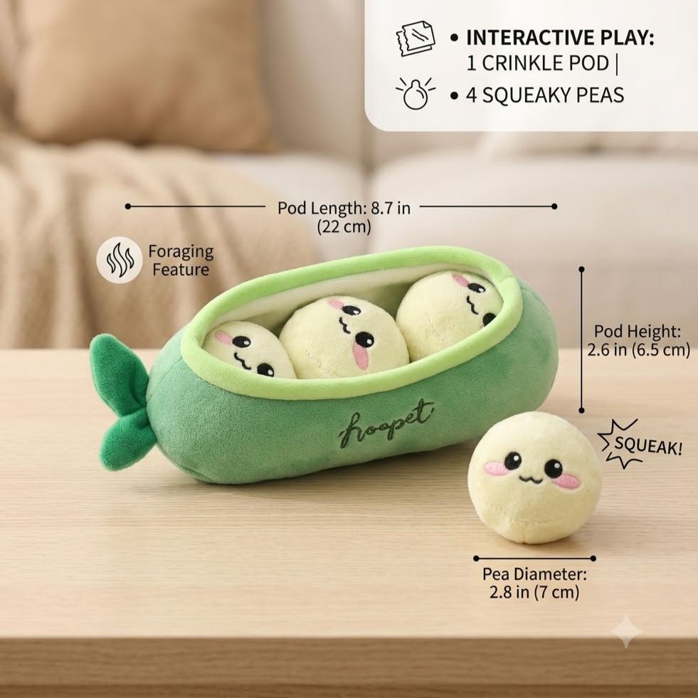 Pea Pod Squeaky Dog Toy – Interactive Plush Snuffle Toy
