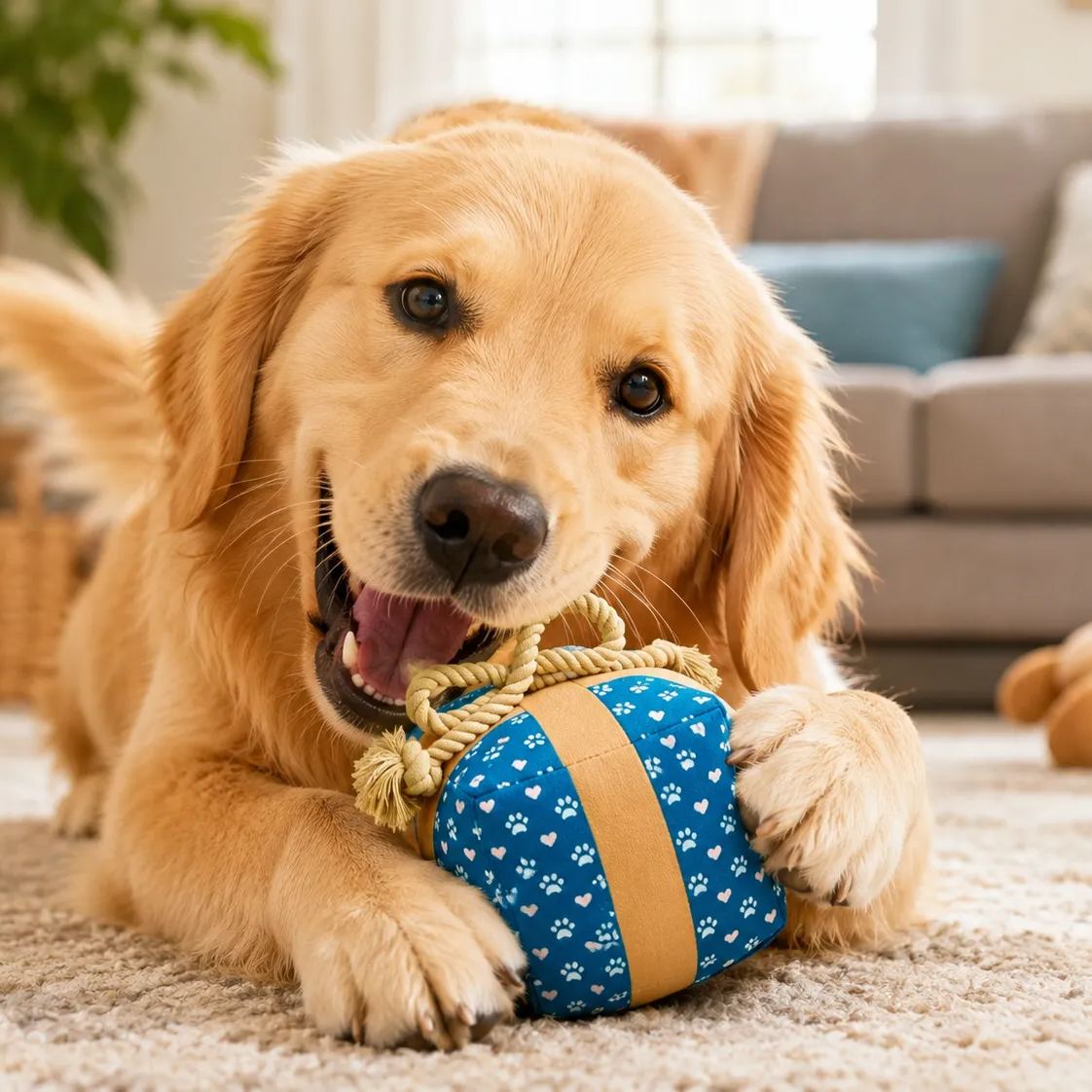 Dog Birthday Gift Box Toy – Squeaky Plush Present with Rope Bow