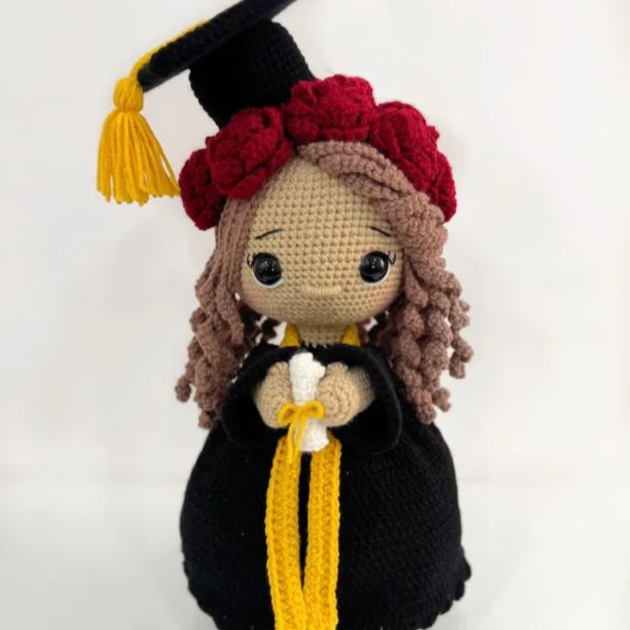 Graduation Crochet Bouquet Flower Dolls Handmade Reversible Doll Personalized Gift Lookalike from You Photo Finished Gifts