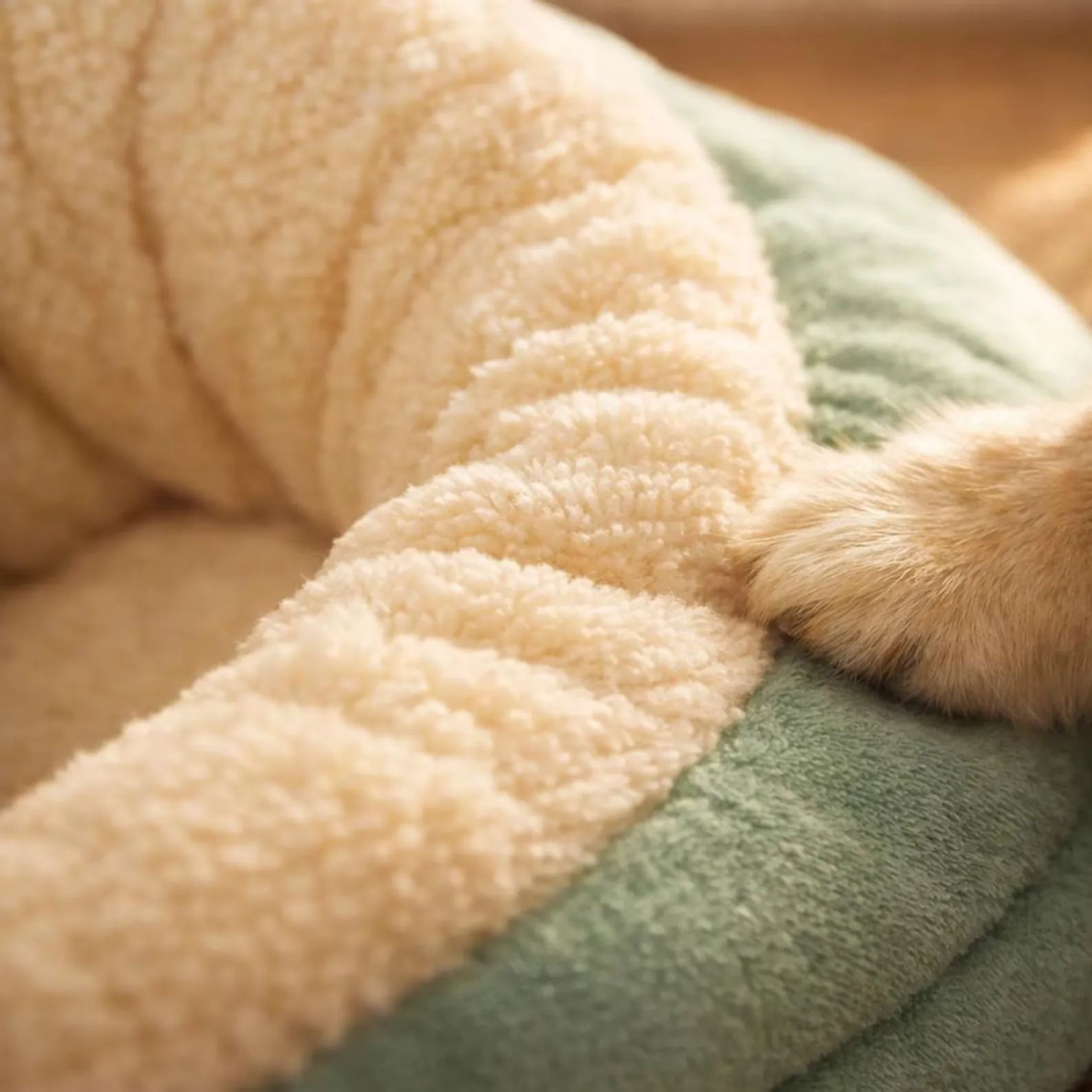 Cozy Green Fluffy Slipper-Shaped Pet Bed for Dogs and Cats