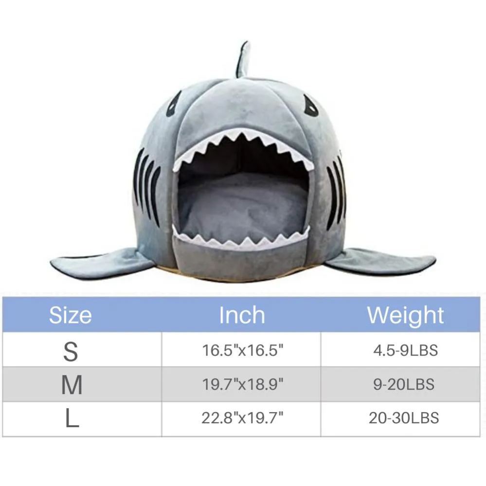 Shark Cat Bed – Cozy Plush Shark Cave Pet Bed for Cats and Small Dogs