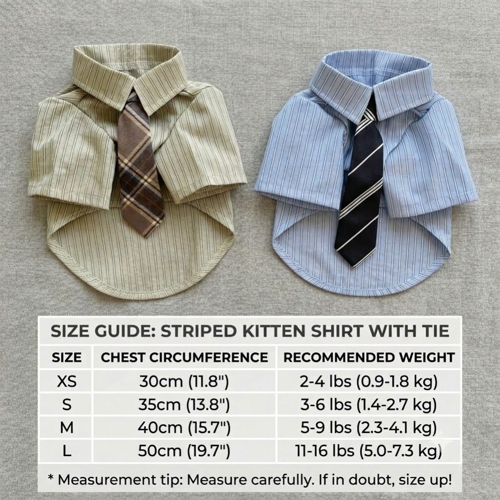 Gentleman Cat Shirt and Tie Set - Premium Lightweight Summer Formal Outfit, Comfortable Pet Clothes in All Sizes