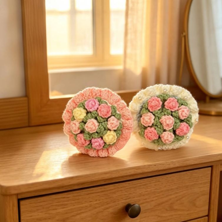 Crochet Flower Ring Box Handmade  Wedding Ideas Proposal Ring Holder Unique Bridesmaid Bride Gift