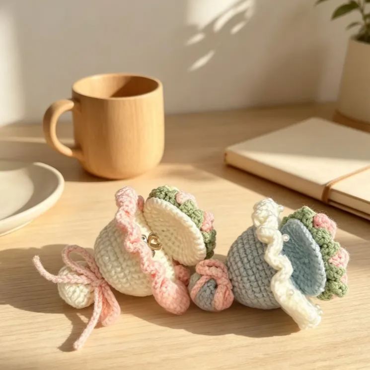 Crochet Flower Ring Box Handmade  Wedding Ideas Proposal Ring Holder Unique Bridesmaid Bride Gift