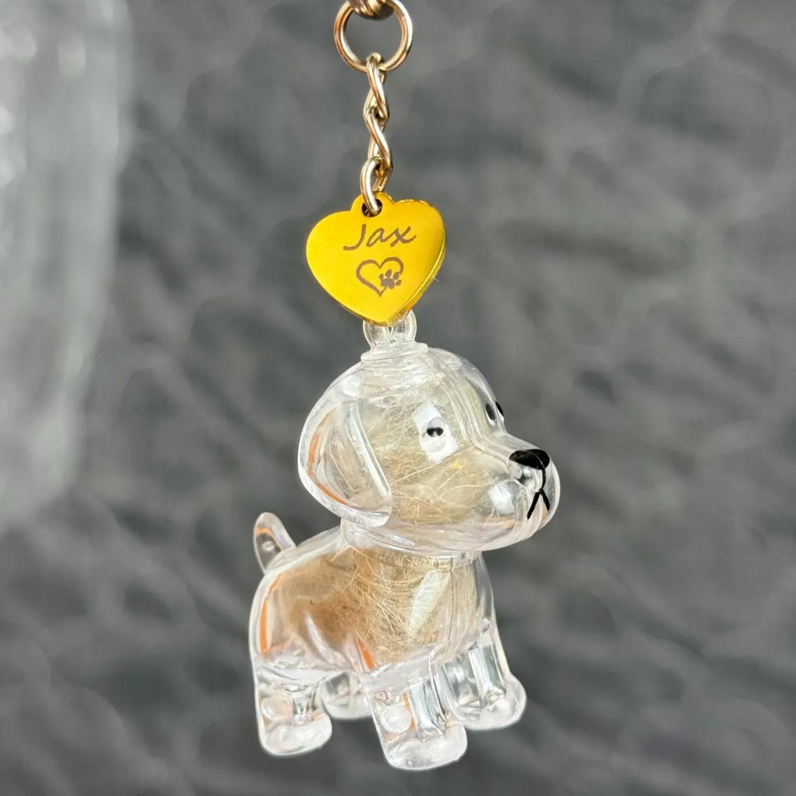 DIY Pet Fur Memorial Keychain – Clear Resin Fillable Pendant with Dog Portrait – Personalized Pet Hair Keepsake & Custom Engravable Charm