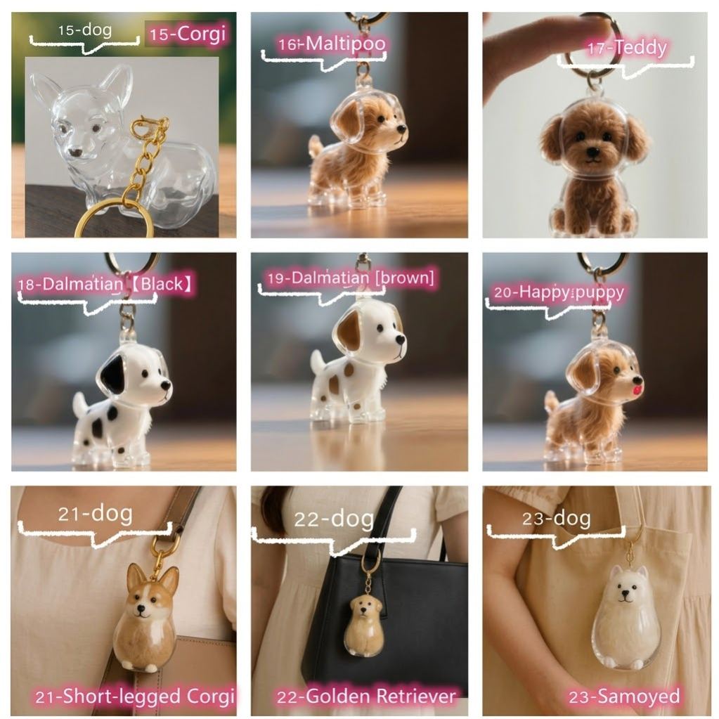 DIY Pet Fur Memorial Keychain – Clear Resin Fillable Pendant with Dog Portrait – Personalized Pet Hair Keepsake & Custom Engravable Charm
