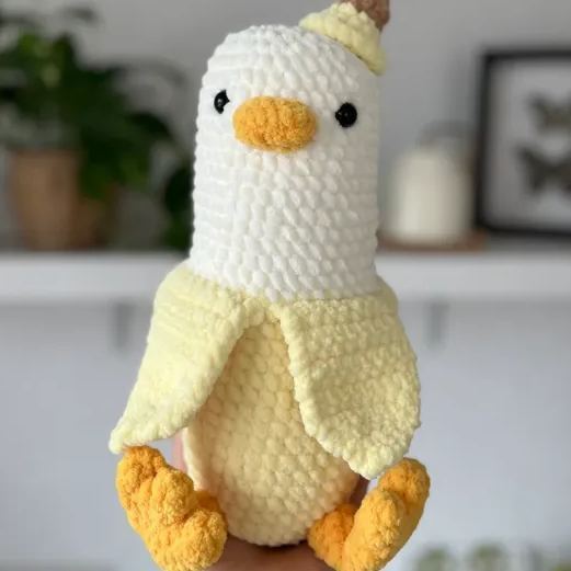 Crochet Banana Duck Personalized Stuffed Animal Toy Handmade for Home Decoration Cute Knitted Animals Gifts