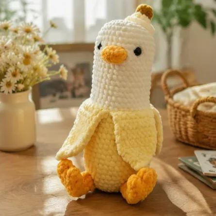 Crochet Banana Duck Personalized Stuffed Animal Toy Handmade for Home Decoration Cute Knitted Animals Gifts