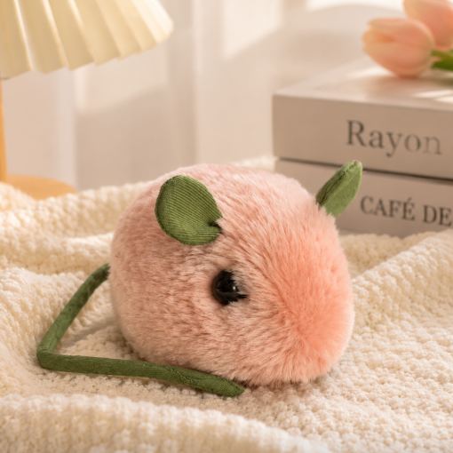 Peach Mouse Plush Toy Soft Stuffed Animal Mouse Handmade Gift Small Animal Doll Cozy Room Decor